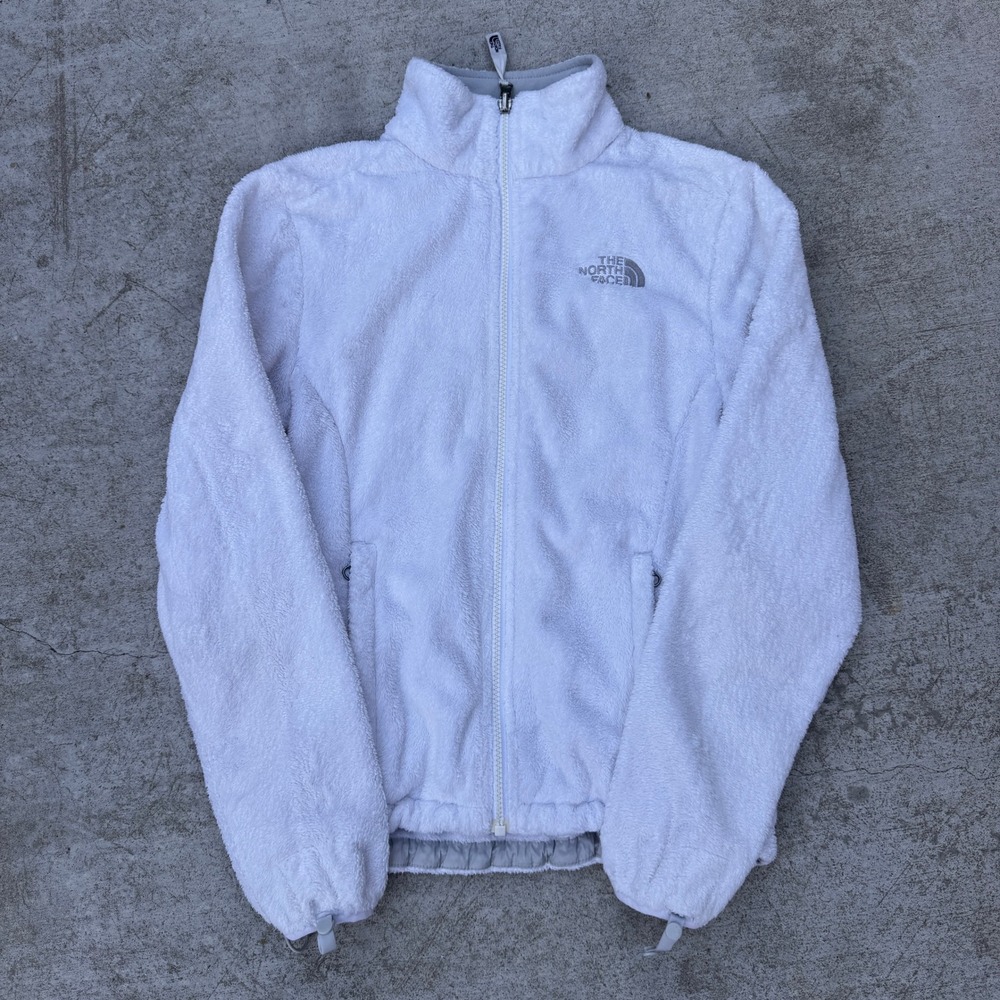 The North Face Osito Full Zip Fleece Jacket White Mens XS Mock Neck Soft Fuzzy
